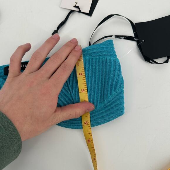 Retrofete Capri Bandage Metallic Knit Strapless Bra Crop Top Blue XS NWT $175 - Picture 12 of 12